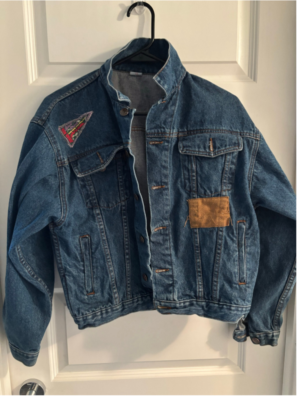 VTG 90s Blue Mint Patched Jean Trucker Jacket Women's M/L Size 14